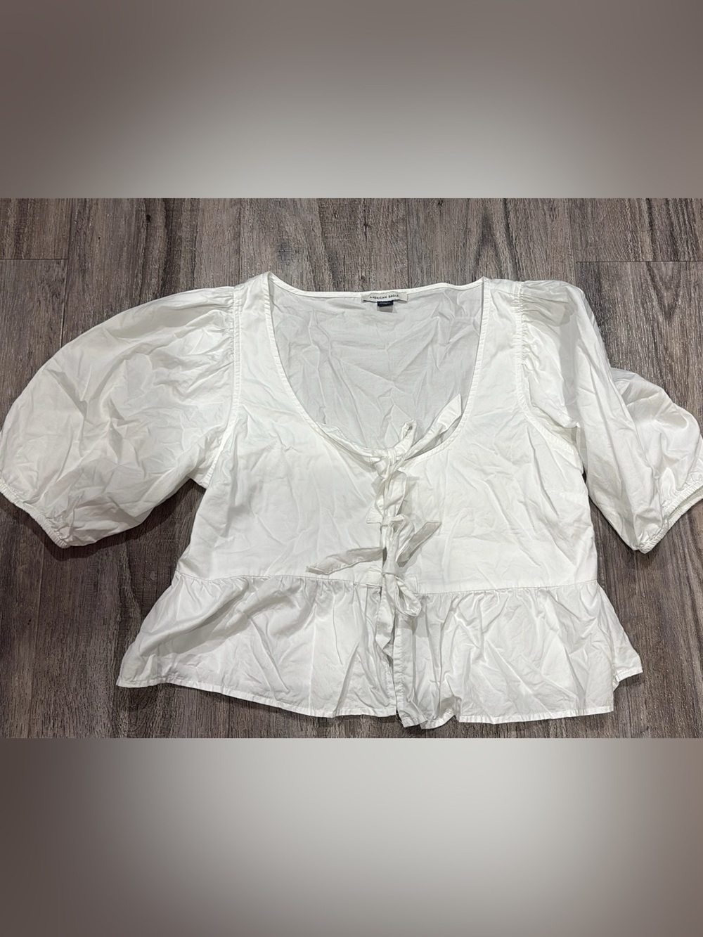American Eagle Outfitters White Tie-Front Peplum Blouse